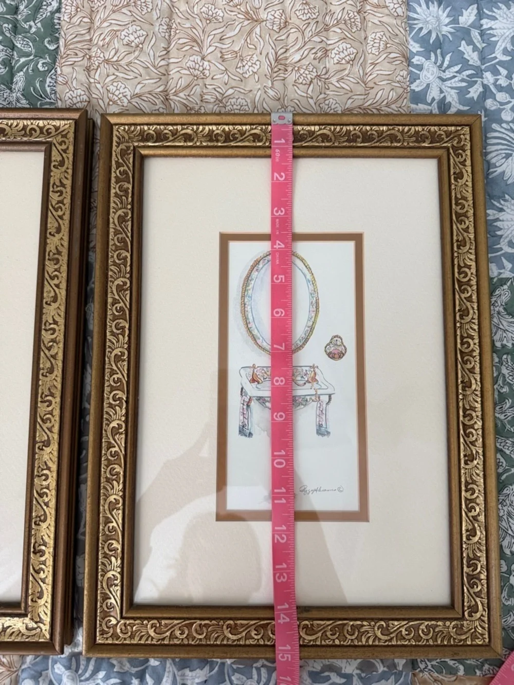 Peggy Abrams Vintage Art Set - 2 Gold Ornate Frames Cottagecore French Country